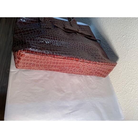 MSC Faux Alligator Leather Purse Handbag, Main Street Collection 14 X 12" Tote - Picture 8 of 11